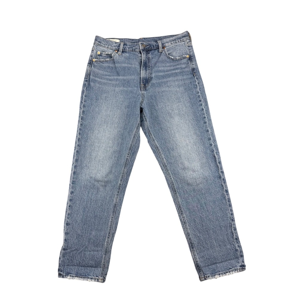 Gap High Rise Mom Jeans Medium Indigo Stretch Denim 30 10R 31/25 Actual Faded